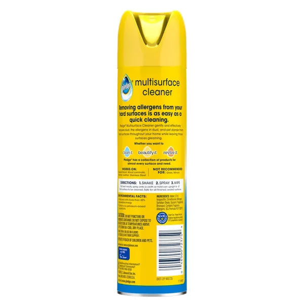 Pledge Lemon Aerosol Dust & Allergen Multisurface Cleaner - 9.7oz