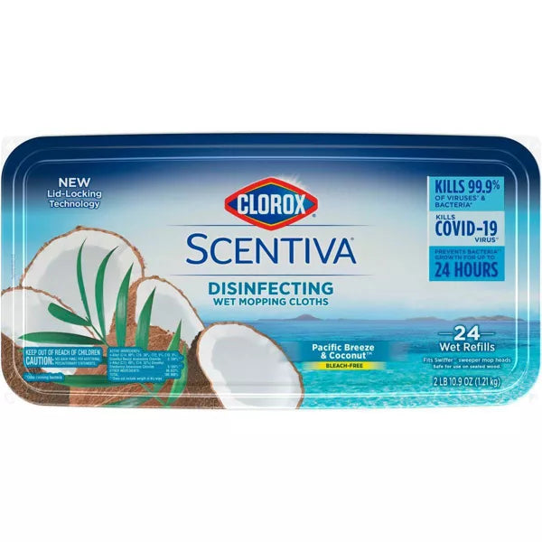 Clorox Scentiva Disinfecting Wet Mopping Cloths - Pacific Breeze & Coconut - 24ct