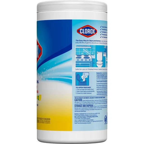 Clorox Crisp Lemon Disinfecting Wipes Bleach Free Cleaning Wipes 75 Count