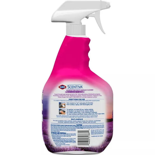 Clorox Tuscan Lavender & Jasmine Scentiva Multi-Surface Cleaner Spray Bottle Bleach Free - 32 fl oz