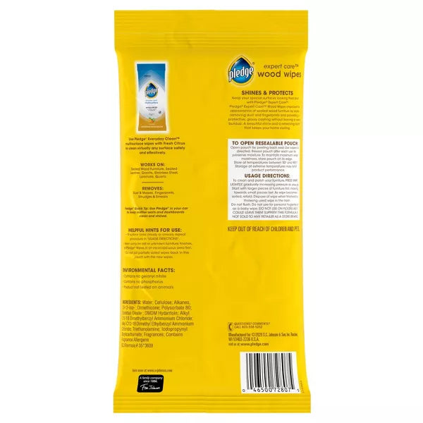 Pledge Lemon Enhancing Wipes - 24ct