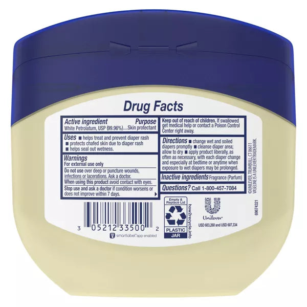 Vaseline Hypoallergenic Baby Oil Diaper Rash Cream Healing Petroleum Jelly, 13 oz