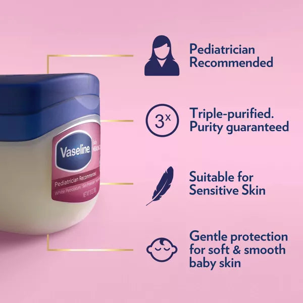 Vaseline Hypoallergenic Baby Oil Diaper Rash Cream Healing Petroleum Jelly, 13 oz