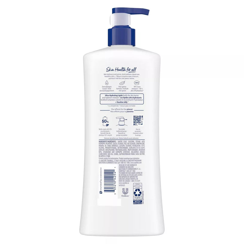 Vaseline Intensive Care Body Lotion Advanced Repair Unscented for Women Dry Skin, 32 oz