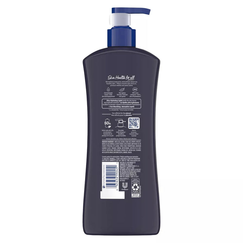 Vaseline Men Fast Absorbing 3-in-1 Face, Hands & Body Lotion for Men Dry Skin, 20.3 oz