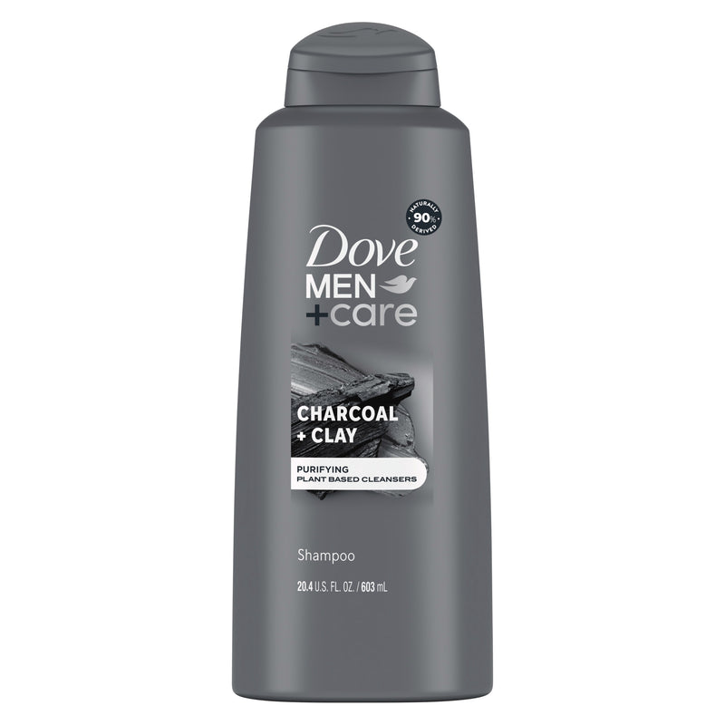 Dove Men+Care Purifying Daily Shampoo Charcoal and Clay Plant Based Cleanser, 20.4 oz