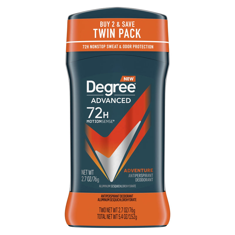 Degree Advanced Long Lasting Antiperspirant Deodorant Stick Twin Pack, Adventure, 2.7 oz