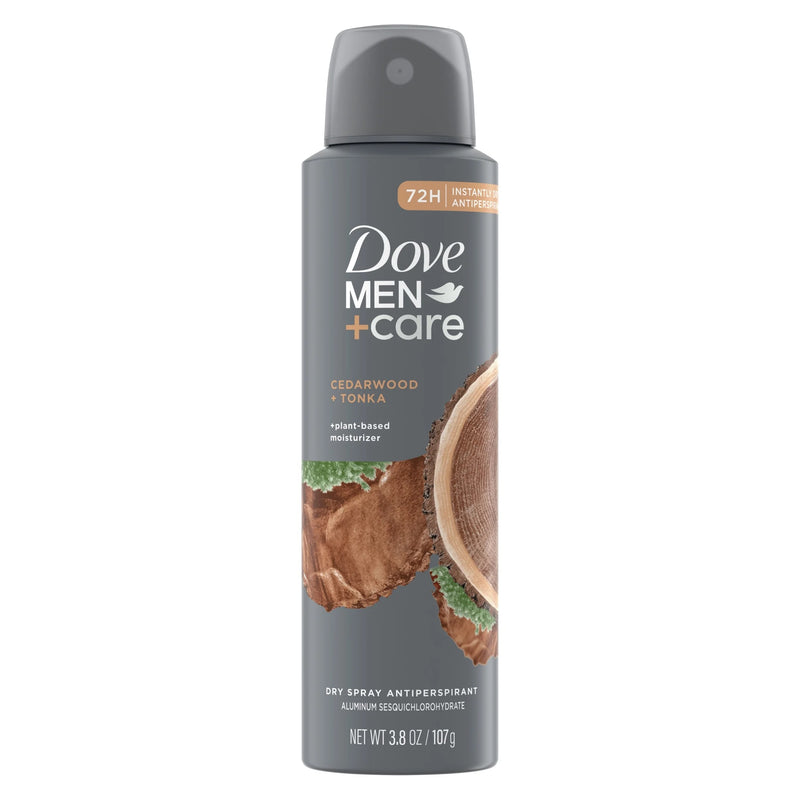 Dove Men+Care Dry Spray Antiperspirant Deodorant for Men Cedarwood + Tonka, 3.8 oz