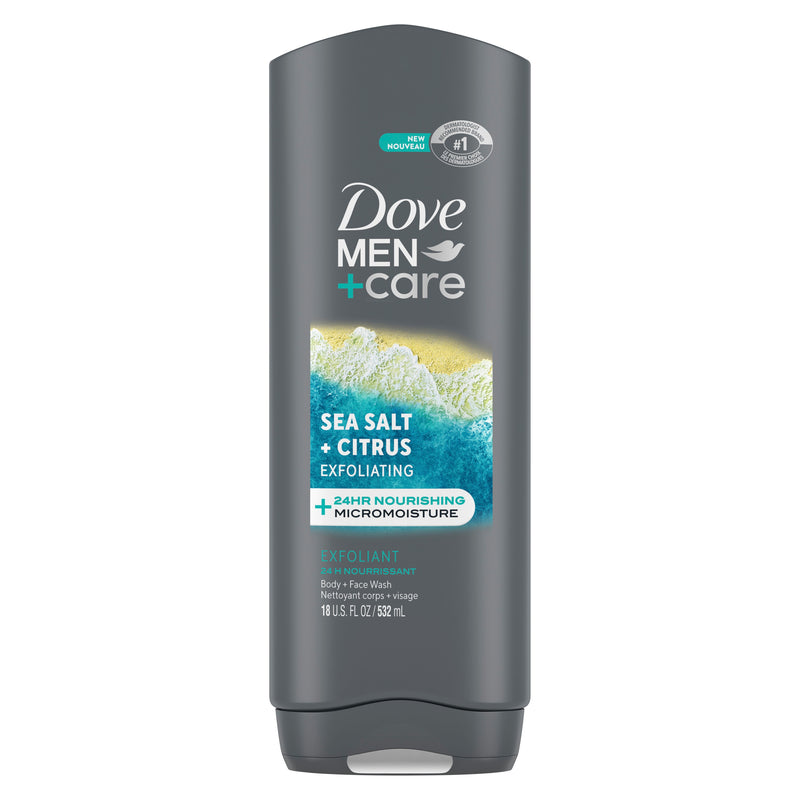Dove Men+Care Exfoliating Body & Face Wash Sea Salt + Citrus, 18 oz