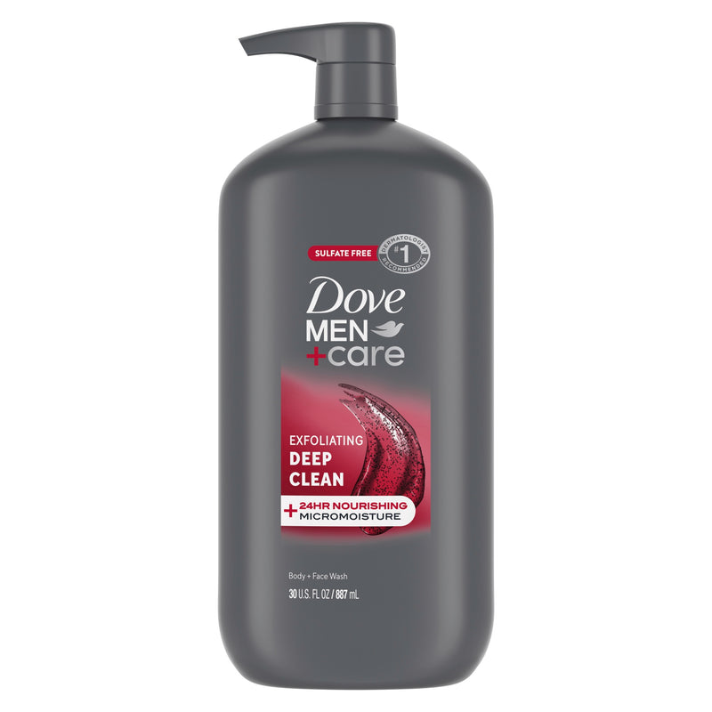 Dove Men+Care Exfoliating Deep Clean Face & Body Wash for Men Citrus + Cedarwood, 30 oz