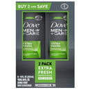Dove Men+Care Extra Fresh Refreshing Hydrating Men's Face & Body Wash All Skin Twin Pack, 18 oz