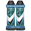 Degree Ultra Clear Long Lasting Men's Antiperspirant Deodorant Dry Spray Twin Pack, Fresh, 3.8 oz