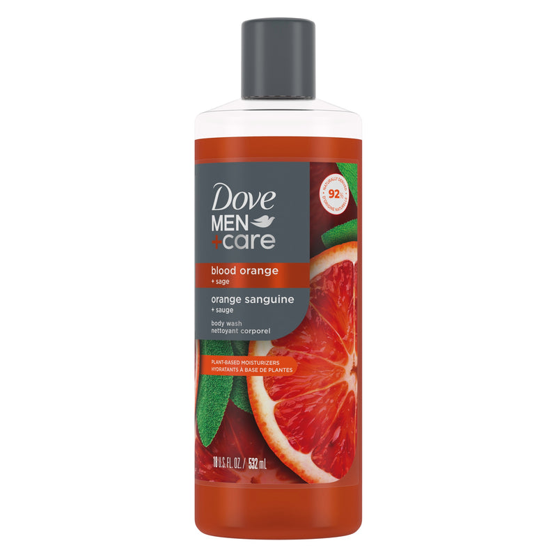 Dove Men+Care Liquid Body Wash for Men Blood Orange + Sage Plant-Based All Skin, 18 oz