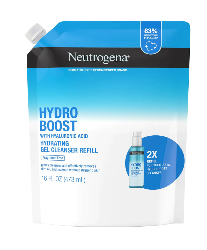 Neutrogena Hydro Boost Cleansing Gel, Fragrance Free, Refill Pouch