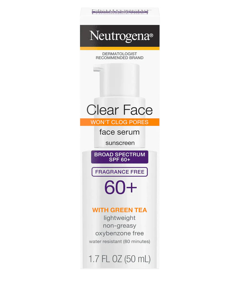 Neutrogena Clear Face Serum Sunscreen with Green Tea Broad Spectrum SPF 60+ Fragrance Free