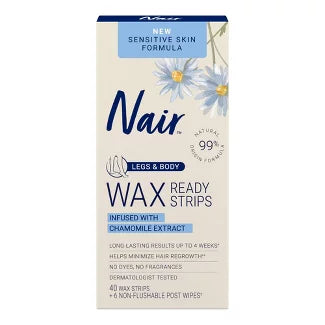 Nair Sensitive Ready Legs & Body Wax Strips - 40ct